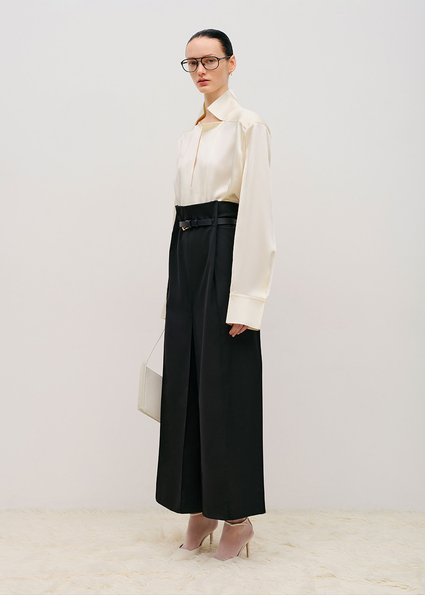 BELTED SQUARE CULOTTES BLACK