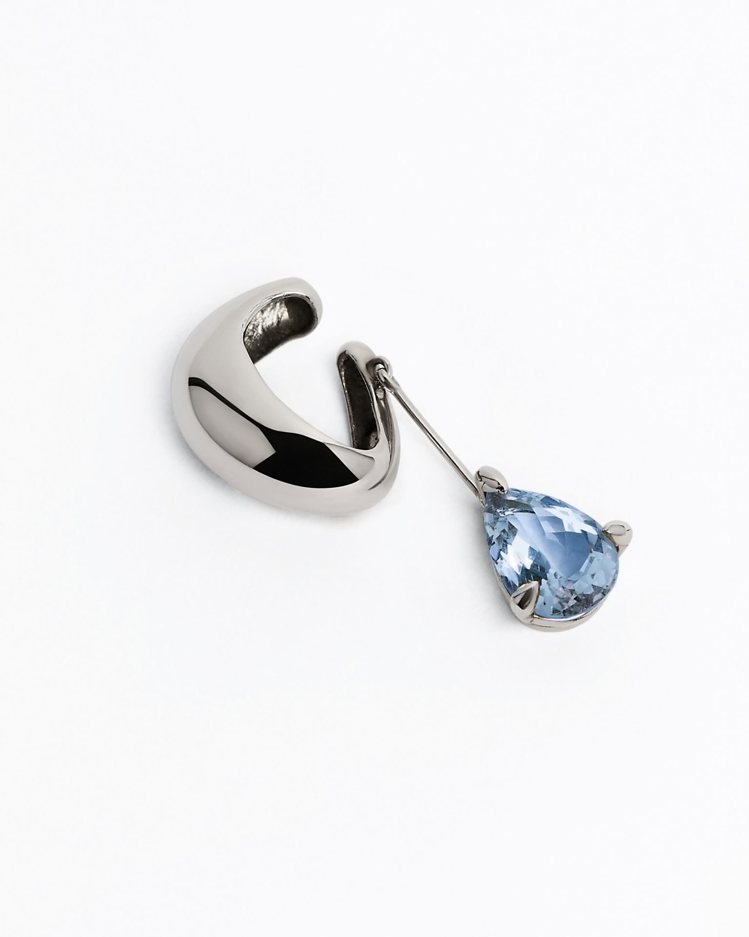BLOWN DROP EAR CUFF - SKY TOPAZ IN SILVER