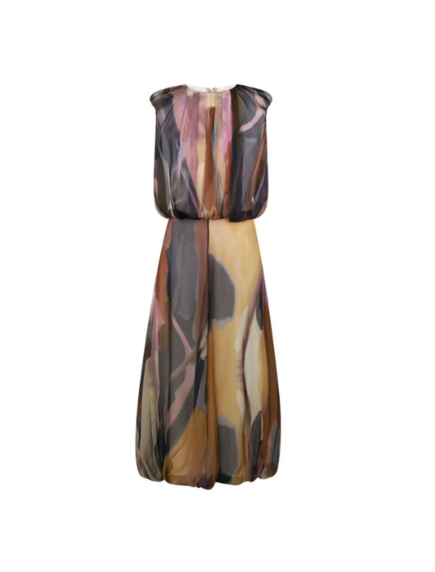 CHIFFON MIDI DRESS IN ABSTRACT PRINT