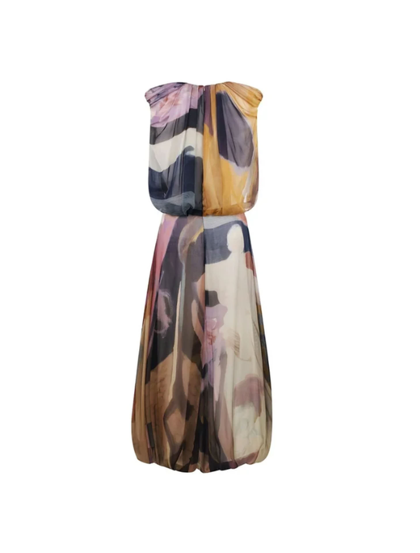 CHIFFON MIDI DRESS IN ABSTRACT PRINT