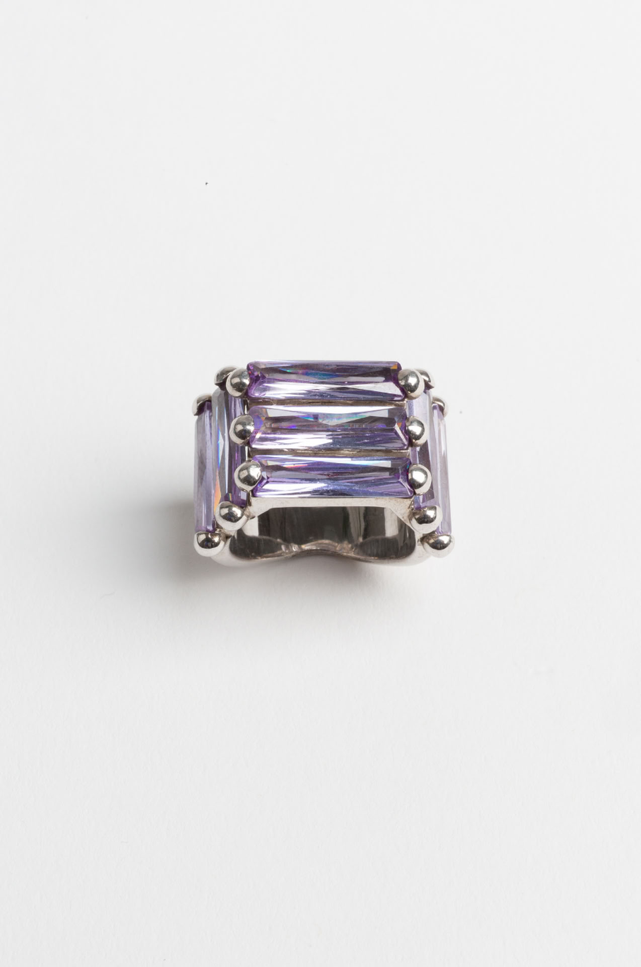 CRYSTALLISED AMOUR RING - PURPLE - IN SILVER