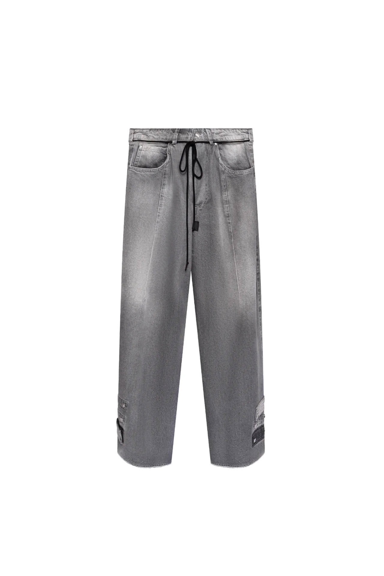 GREY DISTRESSED BAGGY JEANS