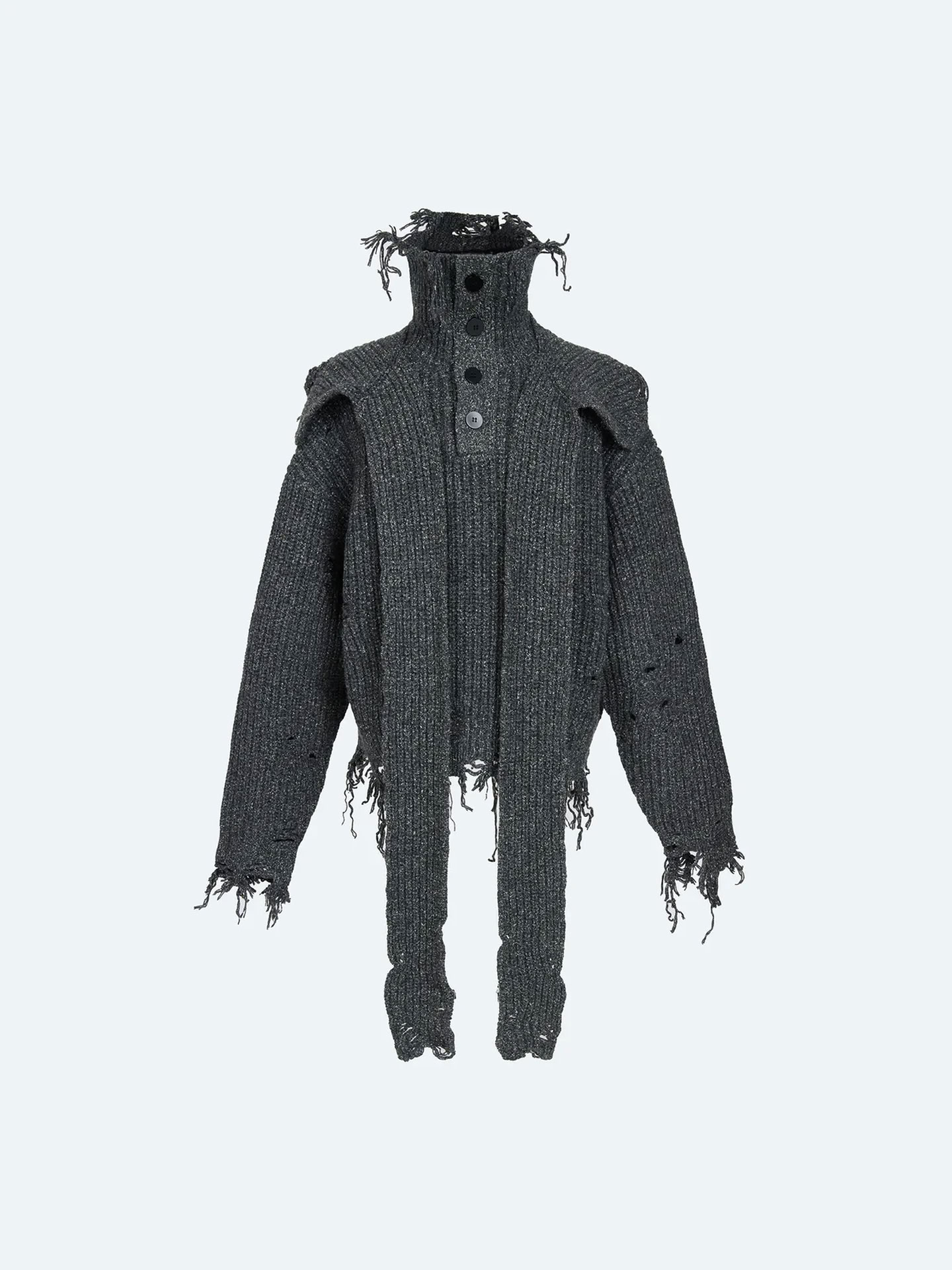 DISTRESSED SWEATER IN BLACK 