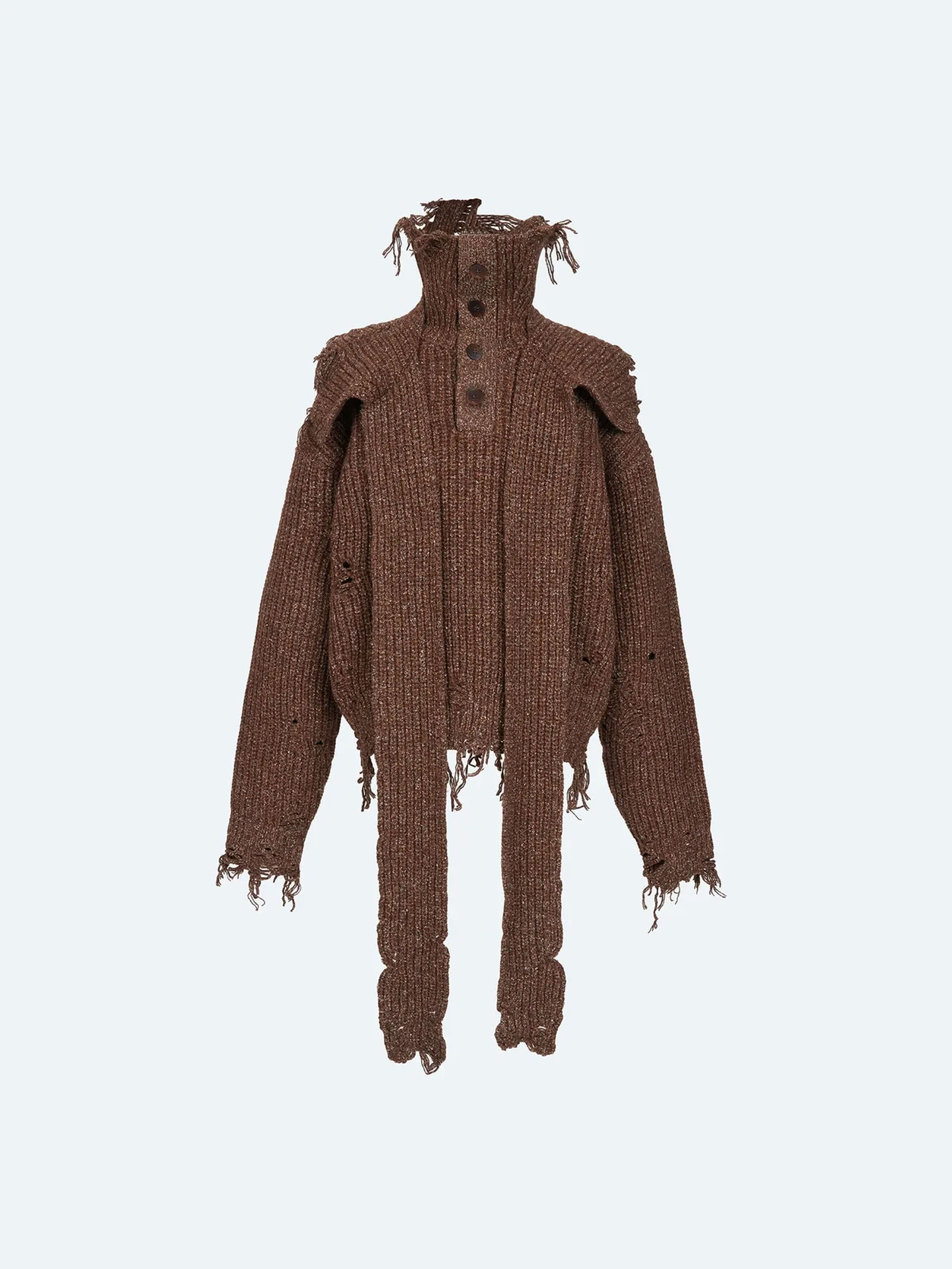DISTRESSED SWEATER IN BROWN 