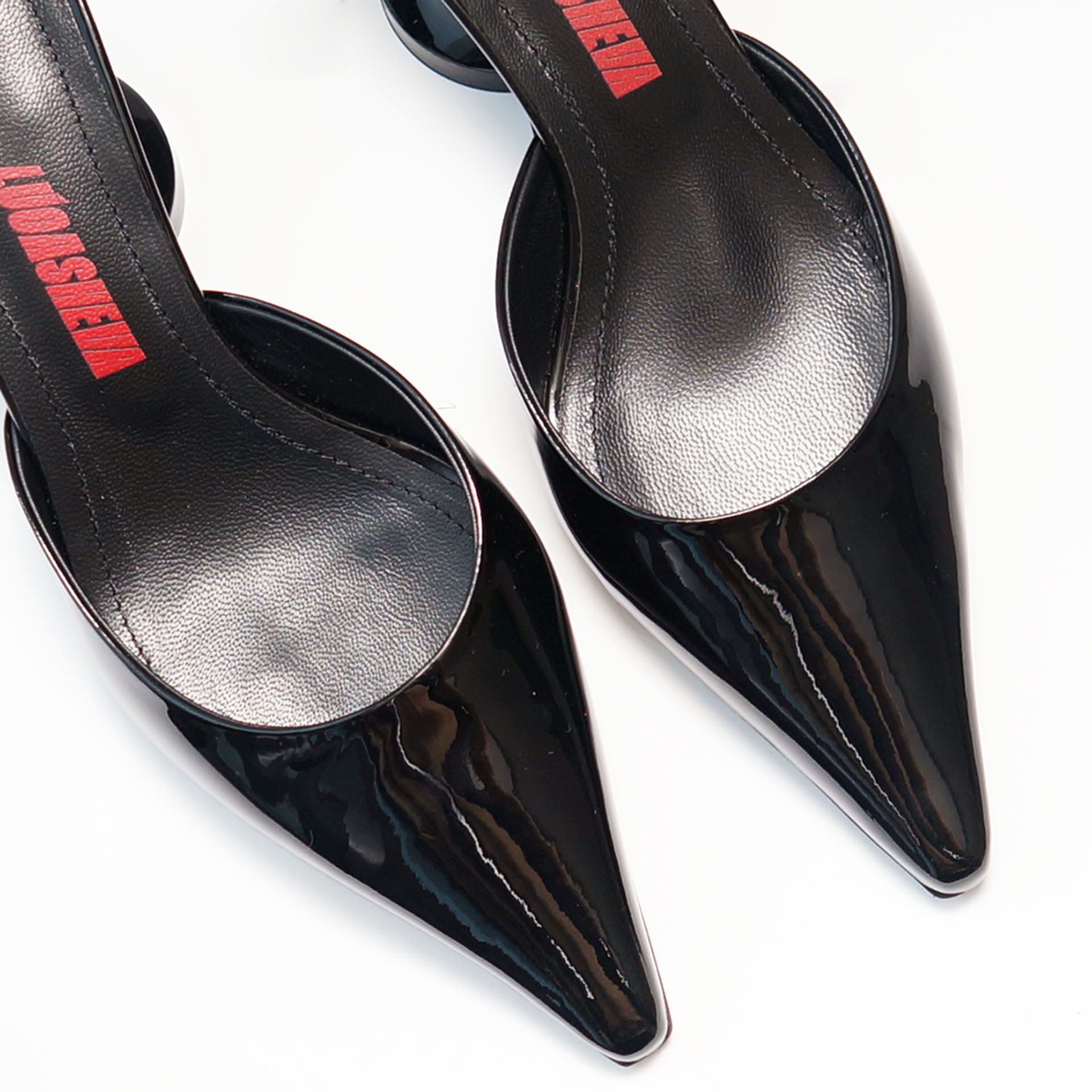 GEORGIA BLACK LEATHER MULES 