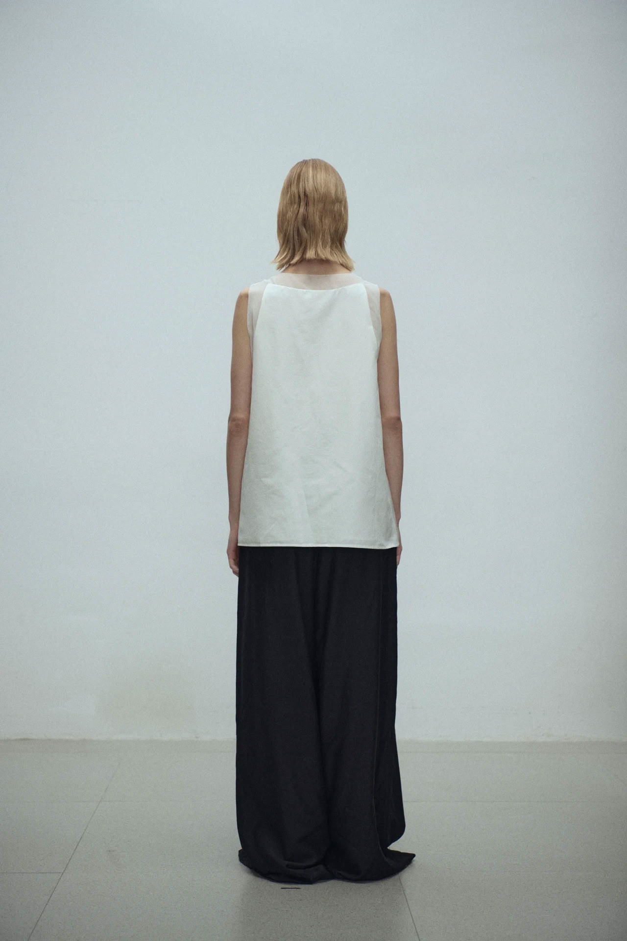 IRENE PATCHED SILK TANK WHITE