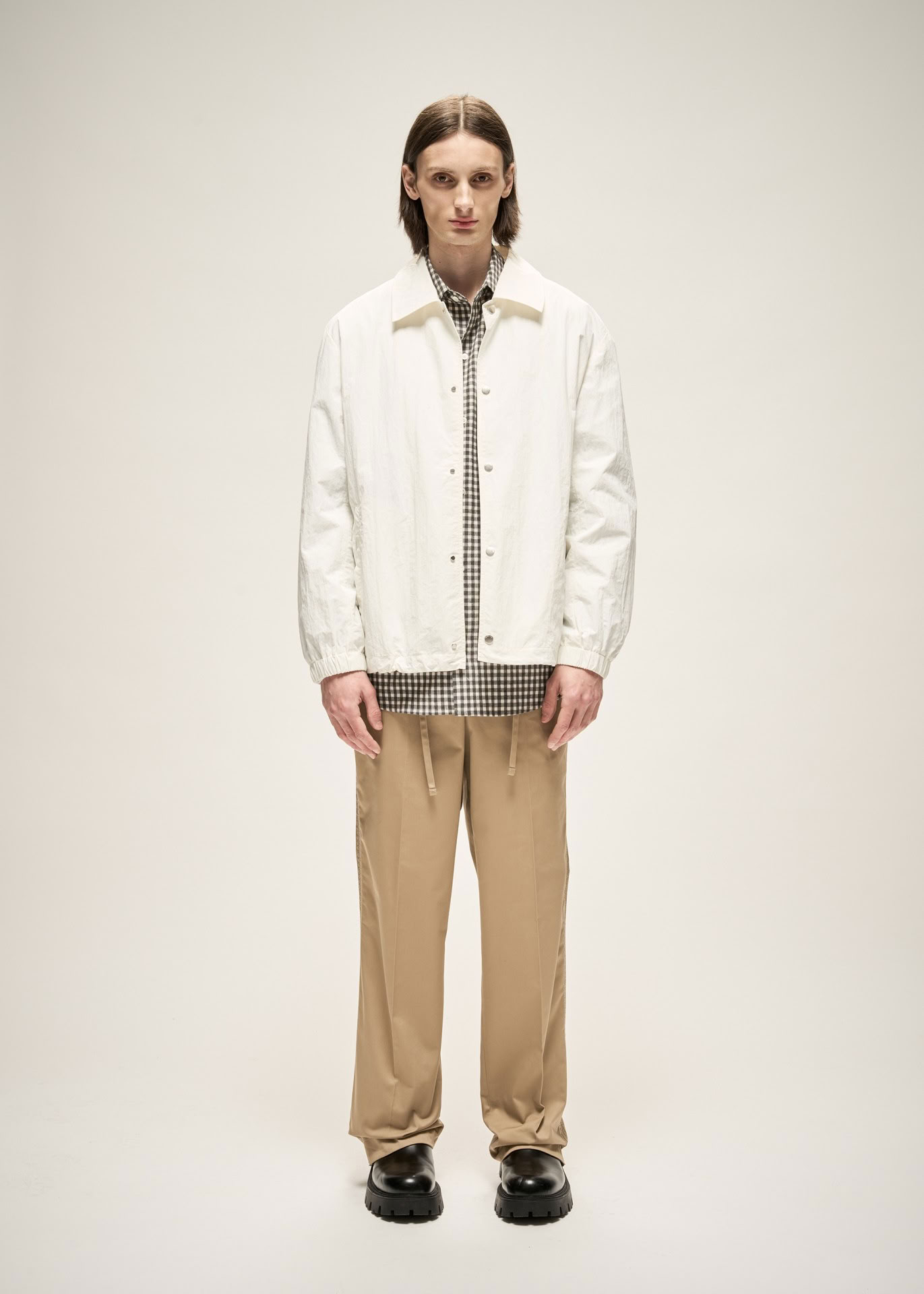 LOGO COACH JACKET IN OFF WHITE