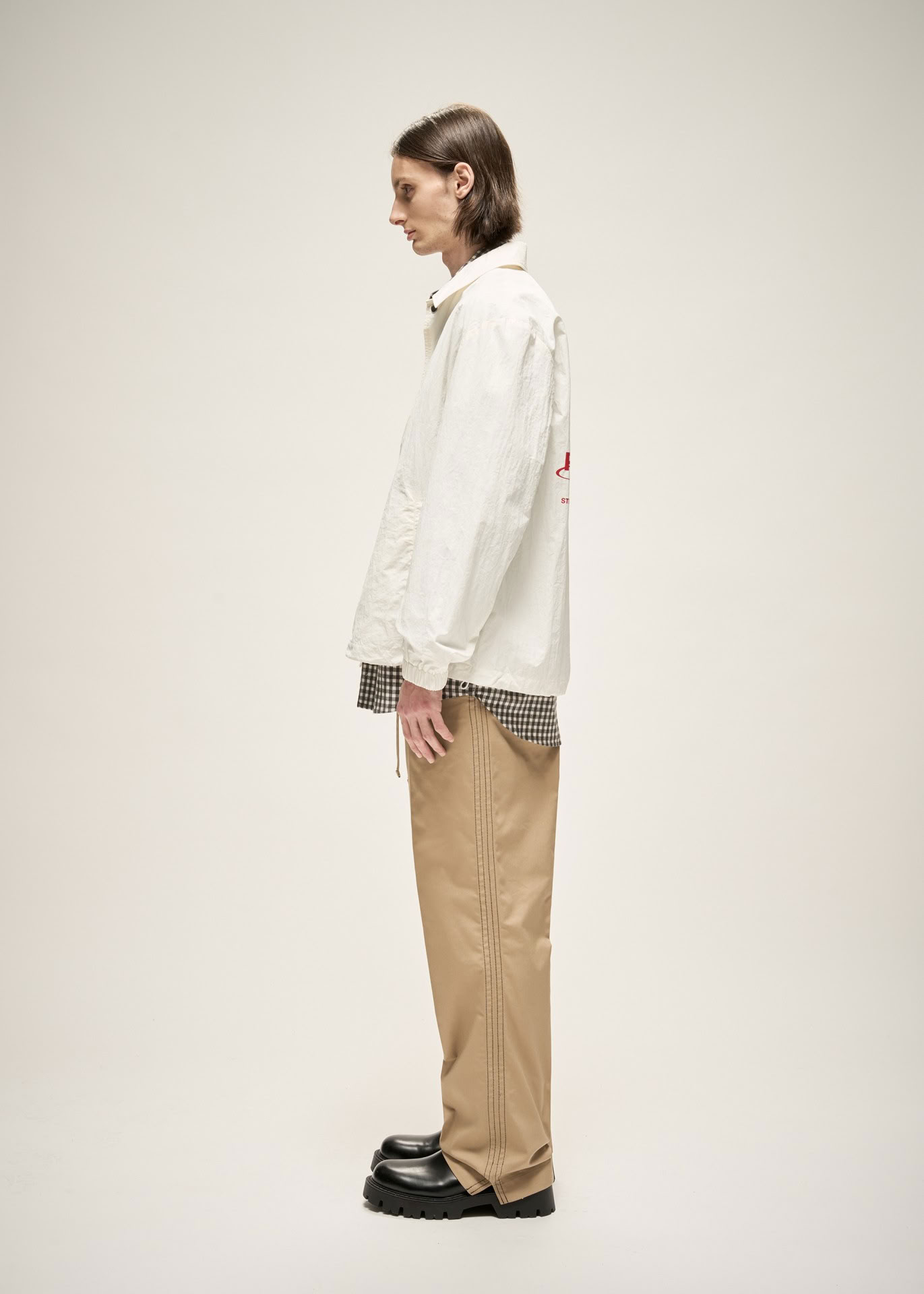 LOGO COACH JACKET IN OFF WHITE