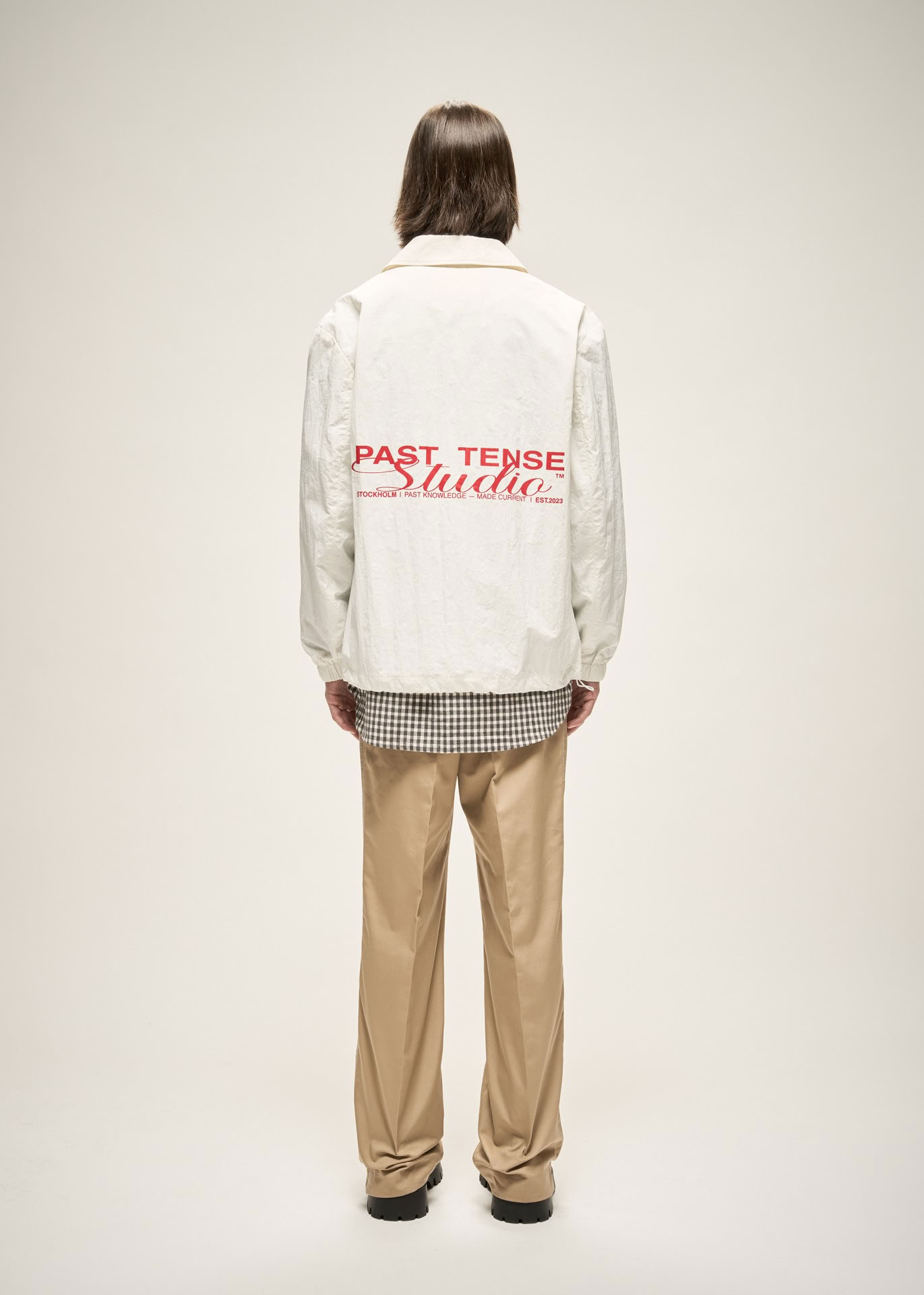 LOGO COACH JACKET IN OFF WHITE