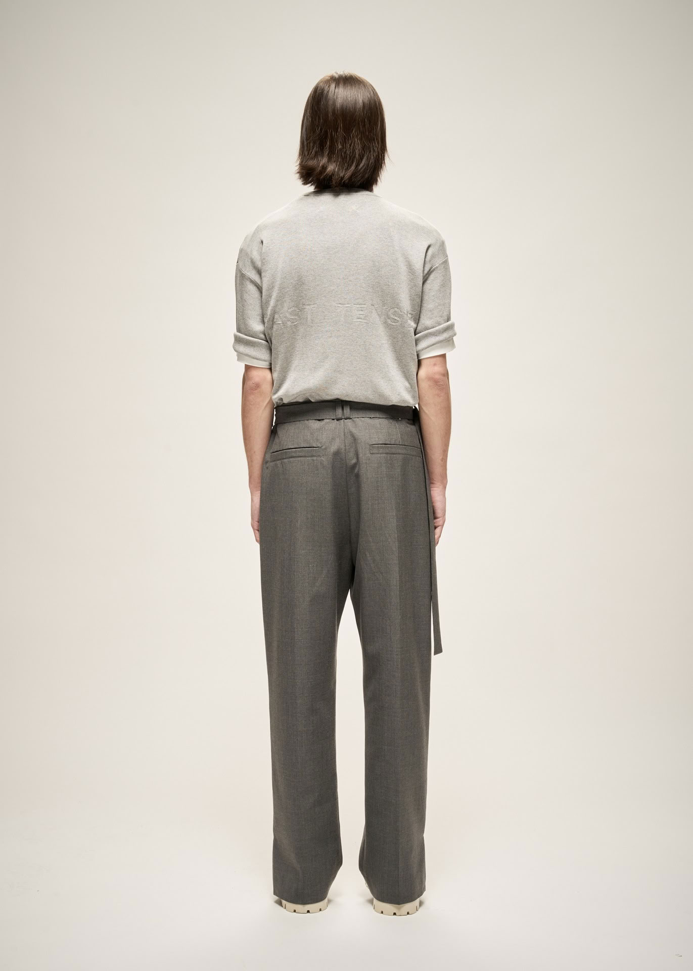 MILANO KNIT CREWNECK T-SHIRT IN GREY MELANGE