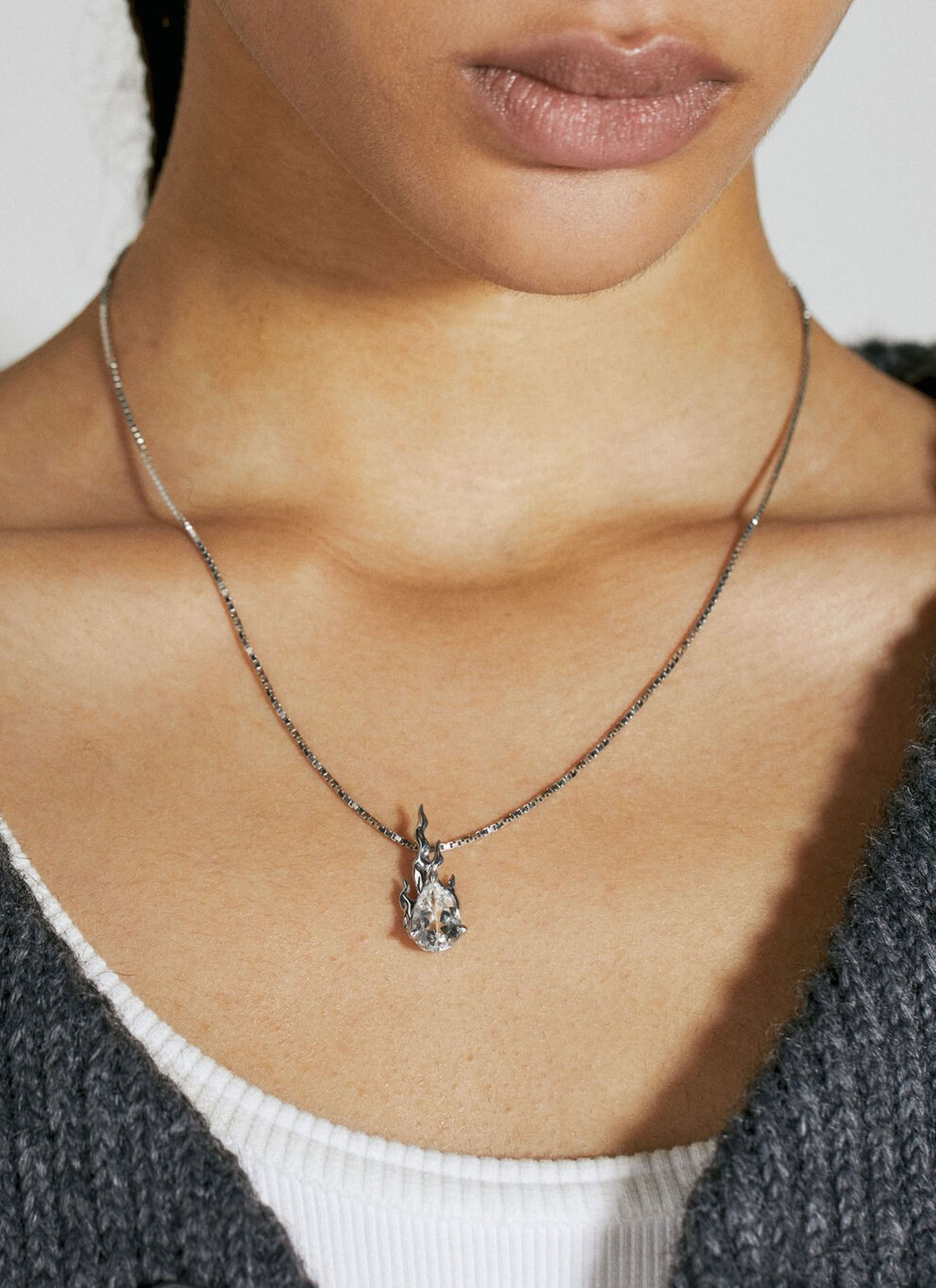 MINI NECKLACE GEAM IN HEAT WHITE TOPAZ