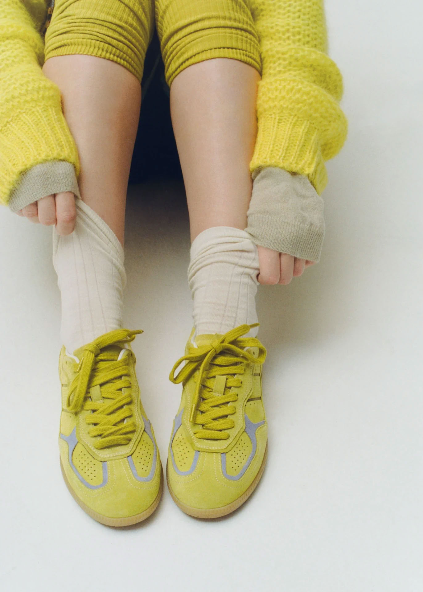 RIFE LEATHER SNEAKERS IN ACID GREEN