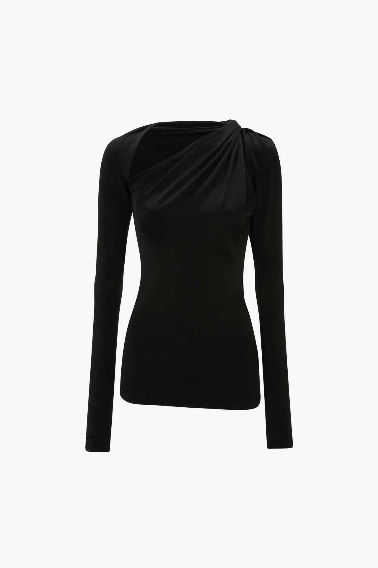 SLASH DETAIL JERSEY TOP IN BLACK