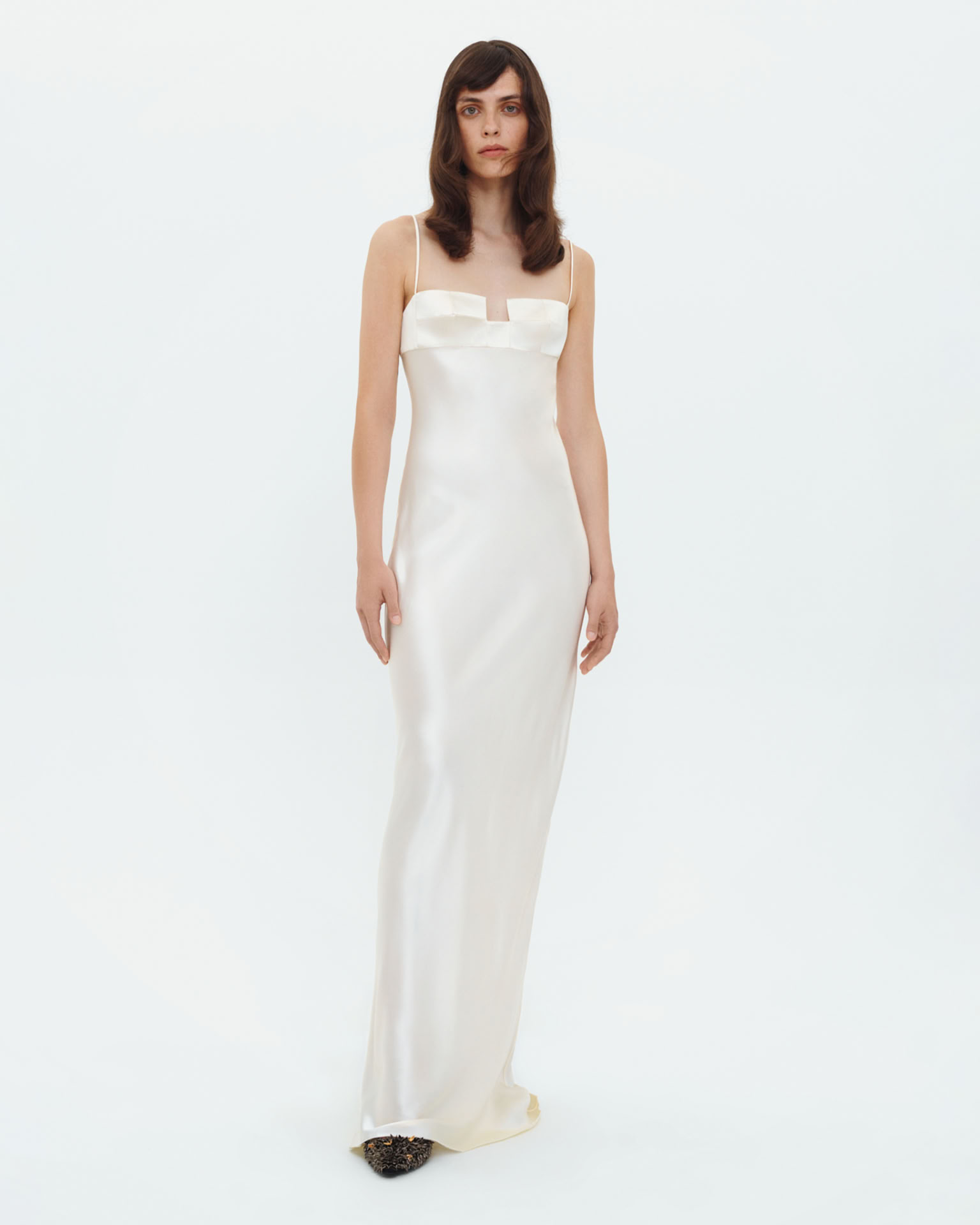 SQUARE BRA DRESS IN CREME BRULEE