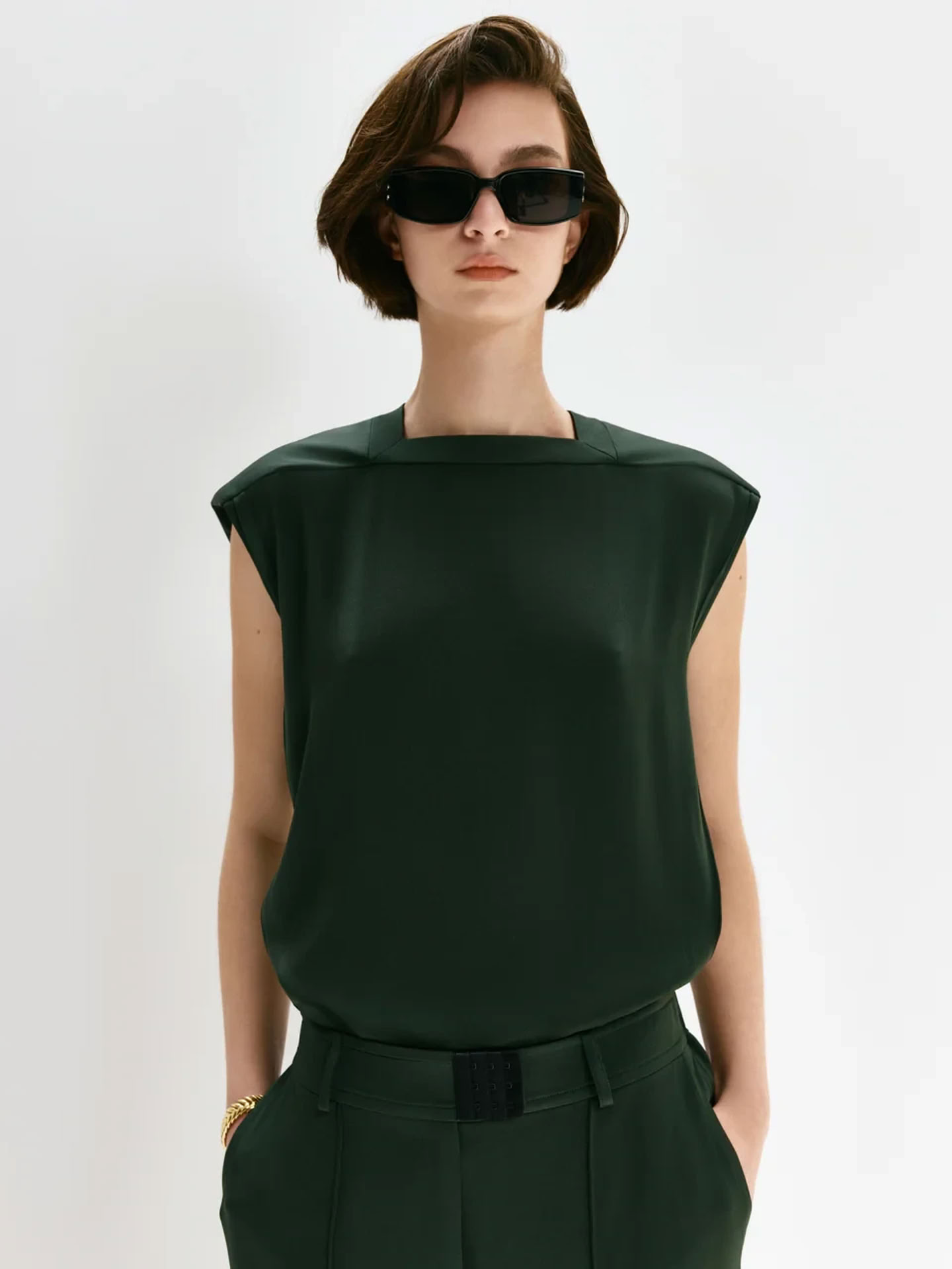 SQUARE NECK TOP IN CREME BRULEE