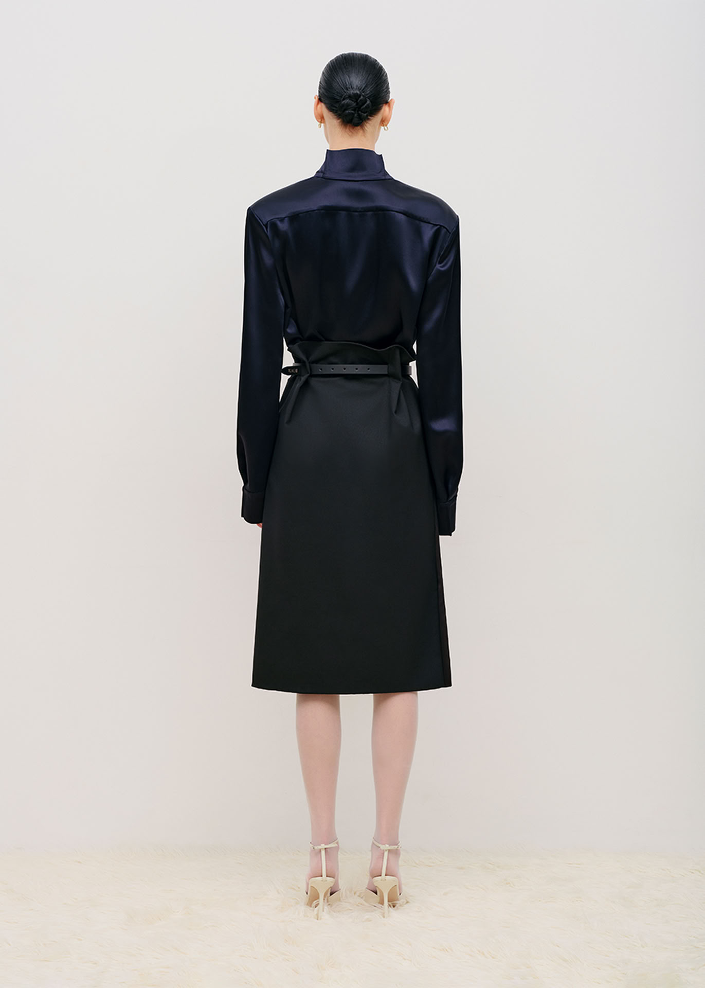 STAND-COLLAR BLOUSE DARK/NAVY