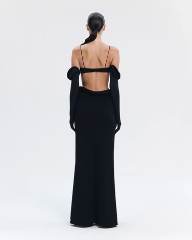 TAILORED STRETCH-FIT MAXI DRESS MIDNIGHT BLACK