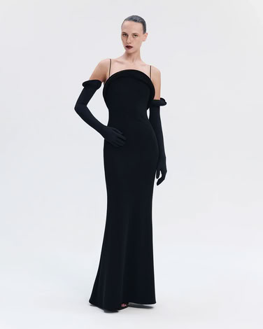 TAILORED STRETCH-FIT MAXI DRESS MIDNIGHT BLACK