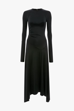 LONG SLEEVE MIDI DRESS IN BLACK