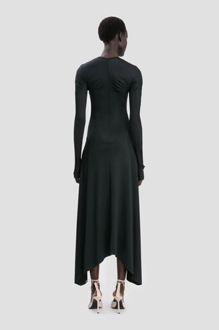 LONG SLEEVE MIDI DRESS IN BLACK