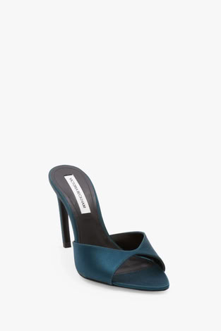HARLOW OPEN TOE MULE IN TEAL BLUE