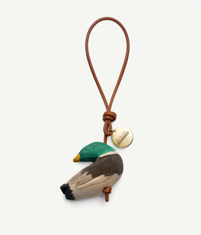 BAG CHARM: GREEN DUCK IN BEIGE/GREEN/BROWN