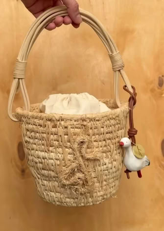 BAG CHARM: STORK IN WHITE/GREY/BROWN