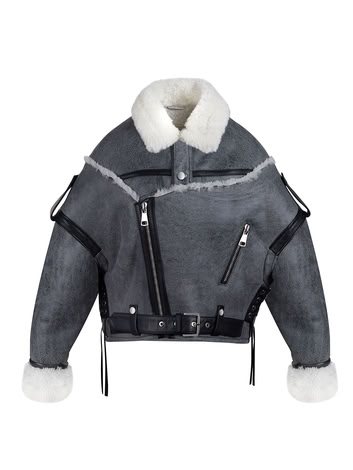 VINTAGE OVERSIZED JACKET IN SHEARLING IN GREY