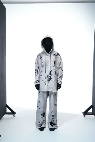 HOODIE “BLACK AND WHITE MELANGE”