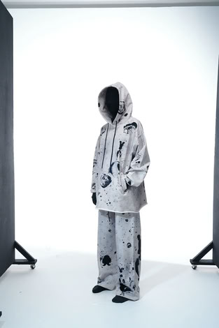 HOODIE “BLACK AND WHITE MELANGE”