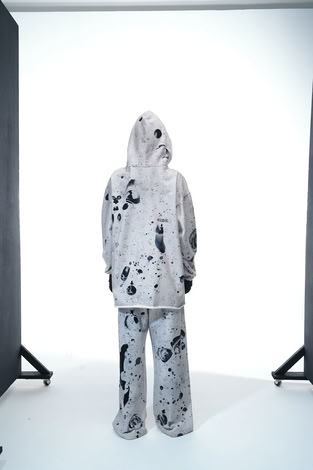 HOODIE “BLACK AND WHITE MELANGE”