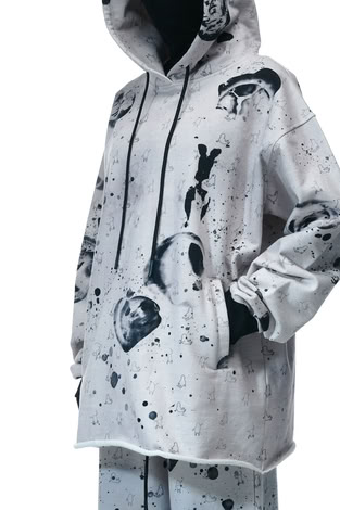 HOODIE “BLACK AND WHITE MELANGE”