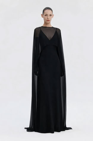 CHIFFON CAPE MIDNIGHT BLACK