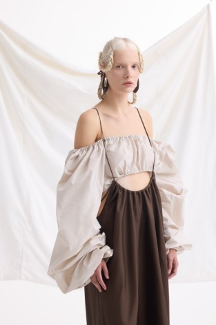 TOP WITH SILK SLEEVES