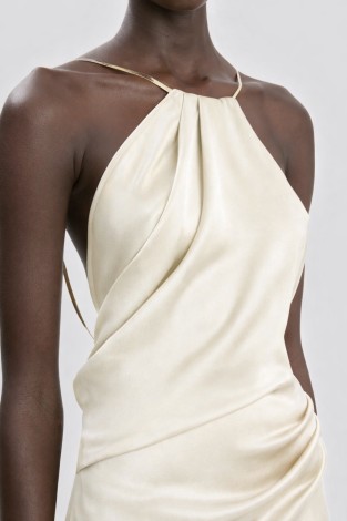 CHAIN DETAIL HALTER GOWN IN ALOE