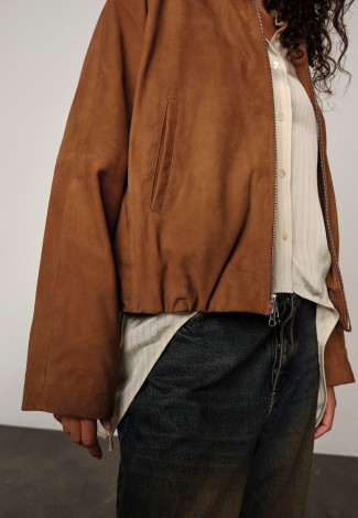 RAY SUEDE JACKET IN COGNAC