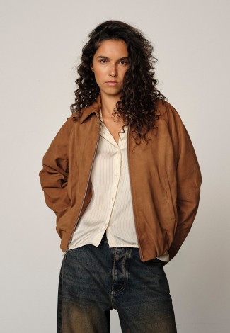 RAY SUEDE JACKET IN COGNAC