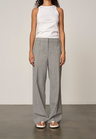 IVANO MIDT WAIST PANTS IN LIGHT GREY PINSTRIPE