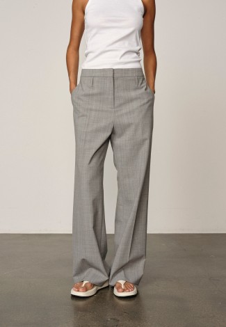 IVANO MIDT WAIST PANTS IN LIGHT GREY PINSTRIPE