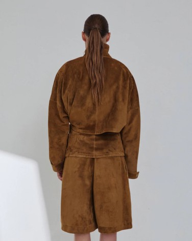 CINDY - SUEDE CONTOUR JACKET IN GOLDEN BROWN