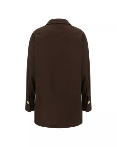 JODIE - POPELINE TUNIC STYLE SHIRT IN DARK BROWN