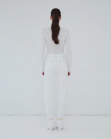 MARION - CUFF ADORNED STRAIGHT LEG FITTED DENIM