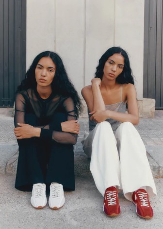 TB.304 NYLON RED LEATHER SNEAKERS