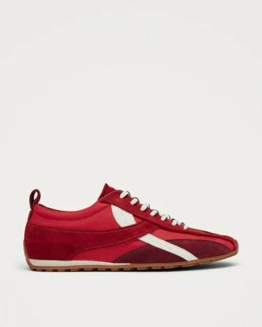 TB.304 NYLON RED LEATHER SNEAKERS