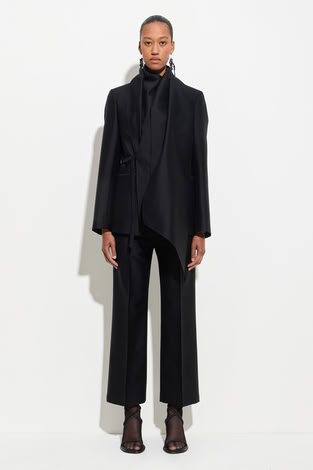 BLAZER WITH DRAPED SCARF & BELT BLACK