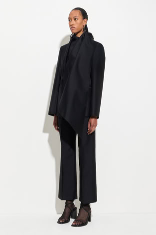 BLAZER WITH DRAPED SCARF & BELT BLACK