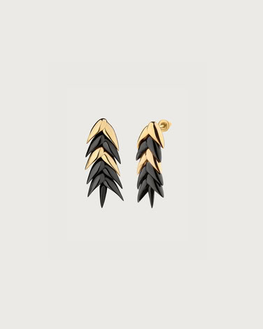 BURNED SPIKELET EARRINGS IN BLACK/GOLD AW25