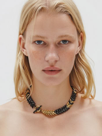 BURNED SPIKELET NECKLACE IN BLACK/GOLD