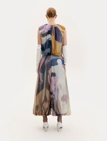 CHIFFON MIDI DRESS IN ABSTRACT PRINT