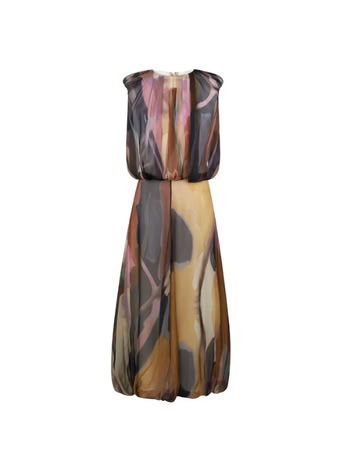 CHIFFON MIDI DRESS IN ABSTRACT PRINT